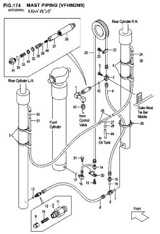 FORKLIFT SPARE PARTS MANUAL TCM FD30C3Z / TCM FD30T3Z - MAST PIPING [VFHM2N9] | Запчасти Tcm для вилочных погрузчиков и складской техники