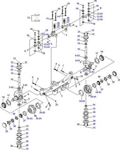 Daewoo-Doosan forklift spare parts catalof - Axle Gp - Steer D20-30S5 Q3-Q4-Q5 - D33-D35C-5 Q3-Q4-Q5 | Схема рулевого моста погрузчиков DAEWOO D20/30S5 SER. Q3/Q4/Q5, DAEWOO D35C5 SER. Q3/Q4/Q5 | Запчасти для вилочных погрузчиков Дэу-Дусан