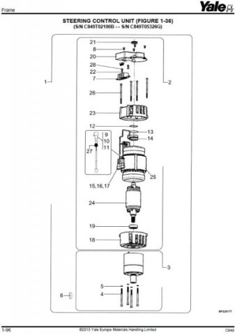 STEERING CONTROL UNIT (FIGURE 1-36) (S/N C849T02100B ? S/N C849T05326G) -> MOTOR ASSEMBLY, POWER STEERING ELECTRIC (COMPLETE WITH GEAR BOX) YALE MR14/MR14H/MR16/MR16H/MR20/MR20H/MR25/MR16N /MR20W C849 Yale lift truck spare parts manual | КАТАЛОГ ЗАПЧАСТЕЙ ДЛЯ РИЧТРАКОВ СЕР. C849 YALE MR14 - YALE MR14H - YALE MR16 - YALE MR16H - YALE MR20 - YALE MR20H - YALE MR25 - YALE MR16N - YALE MR20W | Запчасти и шины для погрузчика и складской техники Yale (Яль) в Москве с доставкой