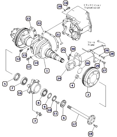 KOMATSU FD30-14 КАТАЛОГ ЗАПЧАСТЕЙ НА ПОГРУЗЧИКИ КОМАЦУ - СИЛОВАЯ ПЕРЕДАЧА И ПЕРЕДНИЙ МОСТ | Широчайший ассортимент запчастей для погрузчиков KOMATSU по низким ценам у нас в интернет-магазине ТоталПартс.ру в наличии на складе в МО (Реутов / Балашиха)