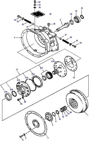 СХЕМА АКПП - TORQUE CONVERTER AS ДЛЯ ПОГРУЗЧИКОВ D15S2 / D18S2 / D20SC-2 DU / DV | Каталоги и запчасти для погрузчиков Дэу - Запчасти погрузчиков Daewoo в России (Московская область и Москва) - Запчасти для вилочных погрузчиков Doosan / Daewoo Реутов - ТолалПартс.ру