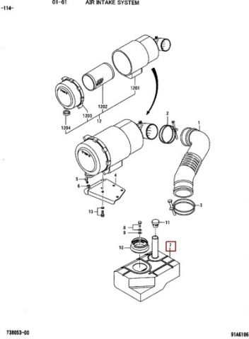 MITSUBISHI FG30N / MITSUBISHI FG30NT - AIR INTAKE SYSTEM FORKLIFT - СИСТЕМА ПОДАЧИ ВОЗДУХА МИЦУБИШИ FG30N / FG30NT - КАТАЛОГ ЗАПЧАСТЕЙ ДЛЯ ПОГРУЗЧИКА MITSUBISHI FG30N / MITSUBISHI FG30NT | Запчасти для техники Mitsubishi – Поможем с подбором | Запчасти на погрузчик Мицубиси в Москве — наличие запчастей, фото и цена на сайте ТоталПартс.ру | Подберите запчасти для погрузчиков Митсубиши по выгодным ценам прямо на сайте