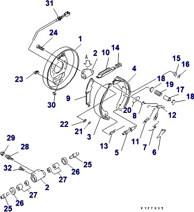 КОЛЕСНЫЙ ТОРМОЗ ВИЛОЧНЫХ ПОГРУЗЧИКОВ KOMATSU FD35AT-16 - КАТАЛОГ ЗАПЧАСТЕЙ НА ПОГРУЗЧИК KOMATSU FD35AT-16 | Запчасти для складских погрузчиков KOMATSU (Комацу)