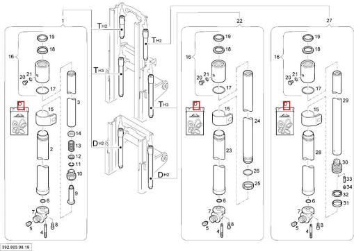 Linde H25D-01 - EXTERNAL CYLINDER FOR DUPLEX / TRIPLEX LIFT MAST TYPE 185 | set of seals assy - Набор сальников / ремкомплект бокового цилиндра подъема погрузчика | Любые запчасти для погрузчиков, штабелеров, ричтраков Linde | Подбор запчасти linde на сайте TotalParts.ru