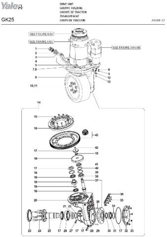 DRIVE UNIT MR14 (C849T) - MR14H (C849T) - MR16 (C849T) - MR16H (C849T) - MR20 (C849T) - MR20H (C849T) - MR25 (C849T) - MR16N (C849T) - MR20W (C849T) | Схема привода рулевого управления