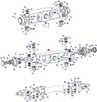 Чертёж - схема рулевого моста погрузчиков Дэу-Дусан D15S5 серии NL/NM, Дэу-Дусан D18S5 серии NL/NM | Каталоги Daewoo-Doosan для подбора запчастей. Запчасти для вилочных погрузчиков Дэу (Daewoo)