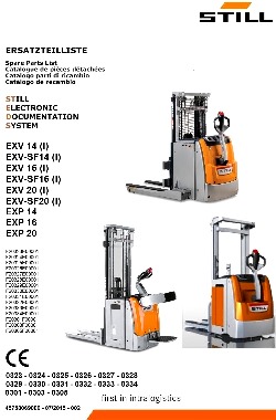 Каталог запчастей на штабелеры Штилл: exv-14-i-still lift pallet truck spareparts manual / exv-sf14-i-still lift pallet truck spareparts manual / exv-16-i-still lift pallet truck spareparts manual / exv-sf16-i-still lift pallet truck spareparts manual / exv-20-i-still lift pallet truck spareparts manual / exv-sf20-i-still lift pallet truck spareparts manual / exp-14-still lift pallet truck spareparts manual / exp-16-still lift pallet truck spareparts manual / exp-20-still lift pallet truck spareparts manual