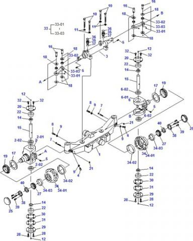 Daewoo-Doosan forklift spare parts catalog - Axle Gp - Steer DAEWOO-DOOSAN D35C-5 FDA08-1240 | Запчасти Doosan для вилочных погрузчиков и складской техники | Схема рулевого моста погрузчиков DAEWOO-DOOSAN D35C-5 серий FDA08-1240 | Запчасти для вилочных погрузчиков Дусан-Дэу