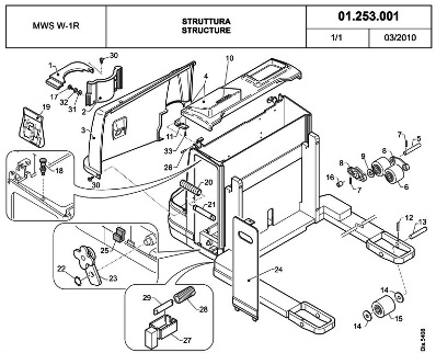 Схема подвильных роликов штабелёра Komatsu mws14f-1r | Komatsu mws14f-1r spare parts manual | Большой выбор роликов, колёс и запчастей для штабелеров Комацу от компании-крупного поставщика в Москве