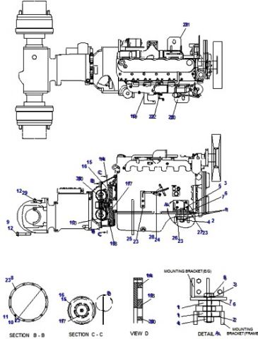 КРЕПЛЕНИЕ ДВИГАТЕЛЯ, КПП, ВЕДУЩЕГО МОСТА (MOUNTING GP-POWER TRAIN DAEWOO-DOOSAN FORKLIFT) КАТАЛОГ ЗАПЧАСТЕЙ НА ПОГРУЗЧИК DAEWOO-DOOSAN: D35S2, D40S2, D45S2, D40SC2, D45SC2, D50SC2 (FZ/G1) | Подбирайте бесплатно и легко запчасти для погрузчиков DAEWOO DOOSAN (ДеуДусан) | Хотите купить запчасти на автопогрузчик Дэу в наличии или под заказ - звоните в ТоталПартс.ру