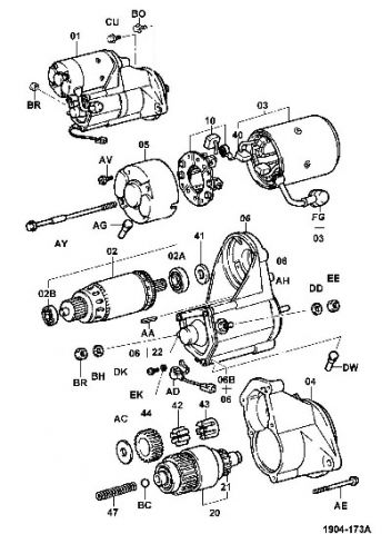 КАТАЛОГ ЗАПЧАСТЕЙ ДВИГАТЕЛЯ TOYOTA 1DZ / TOYOTA 1DZ2 (1DZII) -> 1904-173A СТАРТЕР TOYOTA 1DZ | ЗАПЧАСТИ НА ДВИГАТЕЛЬ TOYOTA 1DZ / TOYOTA 1DZII УСТАНОВЛЕННЫХ НА ВИЛОЧНЫЕ ПОГРУЗЧИКИ ТОЁТА | 1904173A STARTER 1DZ -> TOYOTA FORKLIFT Industrial Equipment Parts Catalogue | Запчасти для погрузчика Toyota по низким ценам + Подбор запчастей на погрузчики / Запчасти для погрузчиков и складской техники!